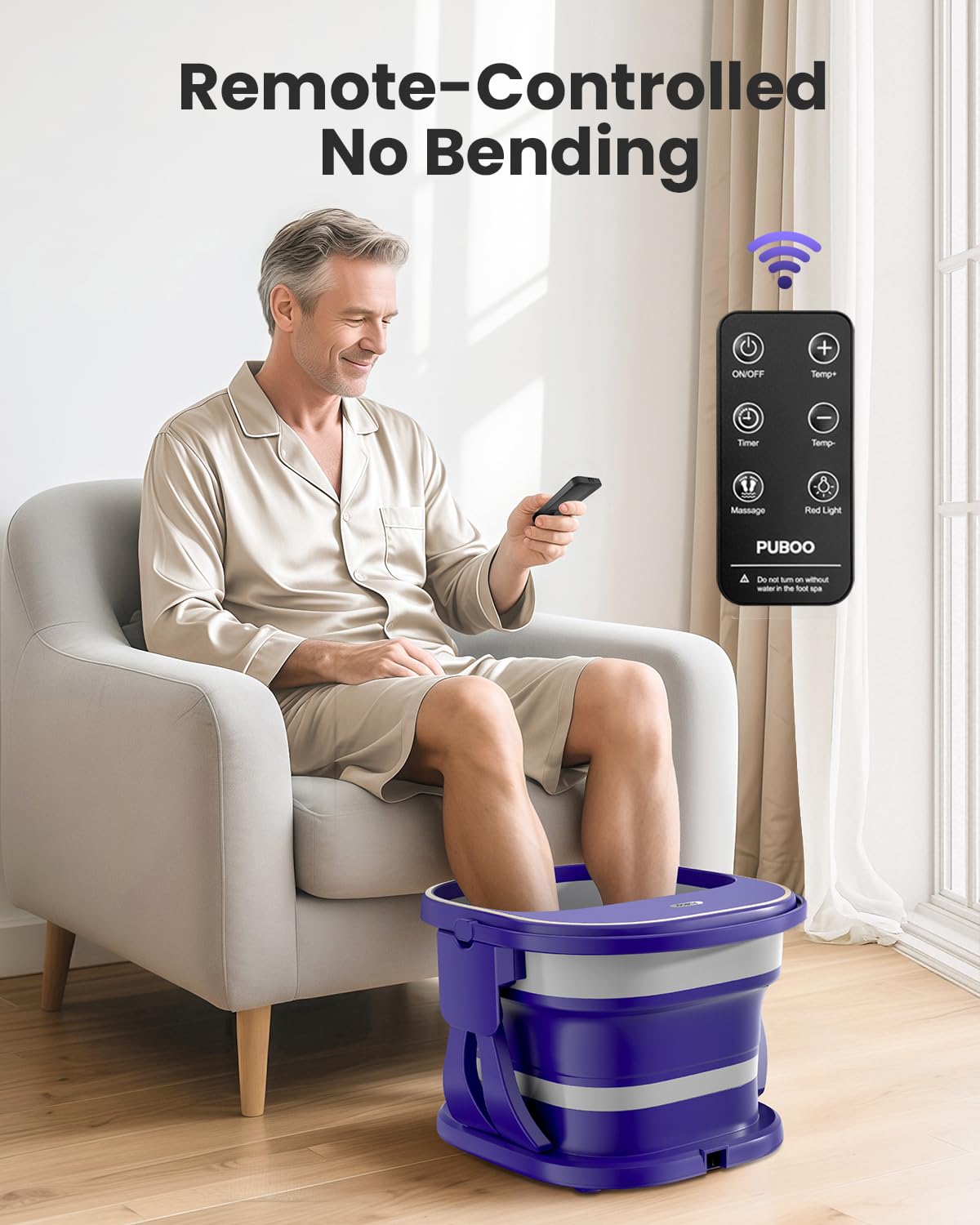 Puboo Collapsible Foot Spa Bath Massager with Heat, 95-115°F Precise Temp Control, Motorized Massage Rollers & Acupressure, Heated Foot Bath Soak Tub, Fits US Men’s Size 11, Gift for Christmas