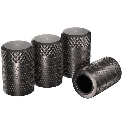 CKAuto Tire Valve Stem Caps, Grey, 4 pcs/Pack, Anodized Aluminum Tire Valve Cap Set, Corrosion Resistant, Universal Stem Covers for Cars Trucks Motorcycles SUVs and Bikes
