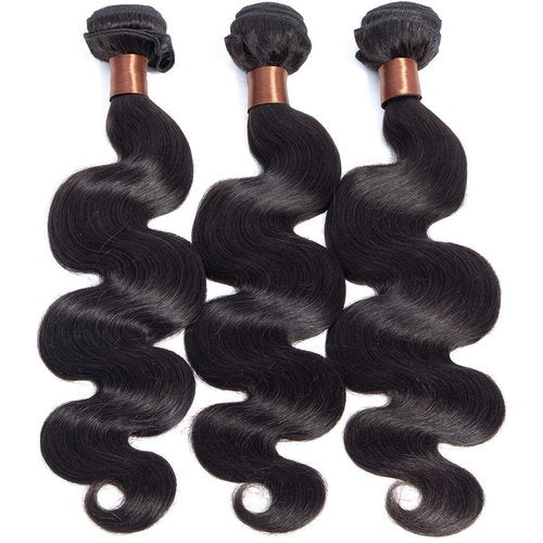 BLACKMOON HAIR Body Wave Human Hair 3 Bundles 14 16 18Inch Bundles Human Hair 100% Unprocessed Brazilian Virgin Human Hair Weave Bundles Body Wave Hair Extensions Natural Color Can Be Dyed