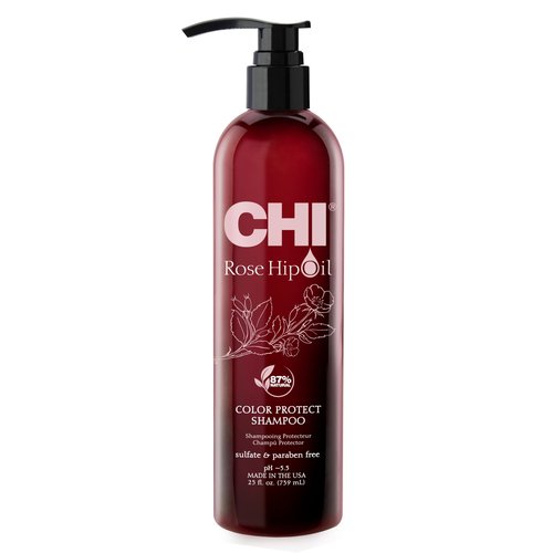 CHI Rosehip Oil Protecting Shampoo, Gently Cleanses Color-Treated Hair & Helps Retain Color, Sulfate, Paraben, & Cruelty-Free, 25 Oz