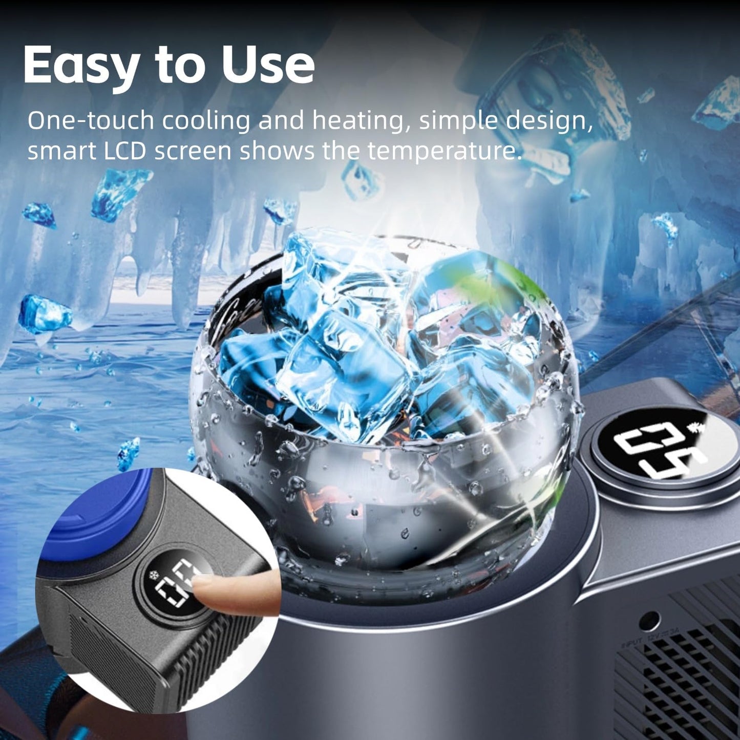 2-in-1 Car Cup Warmer Cooler, Temperature Control Smart Cup Holder for Car, 12V Universal Car Tumbler Holder, for Coffee Baby Bottles Drinks Cooling Heating
