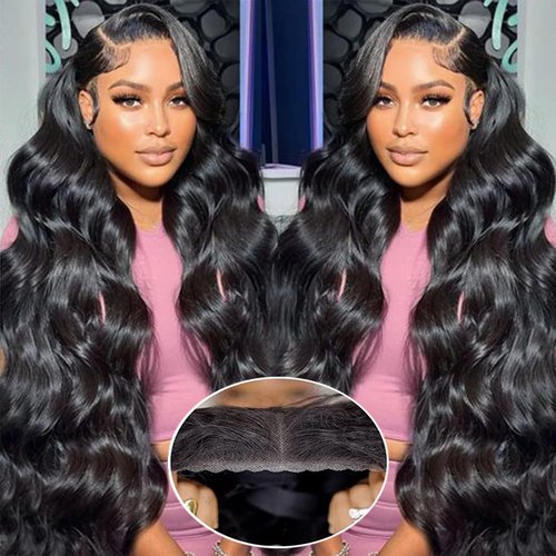 5x5 HD Lace Closure Wigs Human Hair Pre Plucked with Baby Hair Pre Cut Lace Glueless Wig Wear and Go 3 Seconds Body Wave Lace Closure Wig with Natural Hairline 200% Density (Natural color, 26 Inch)