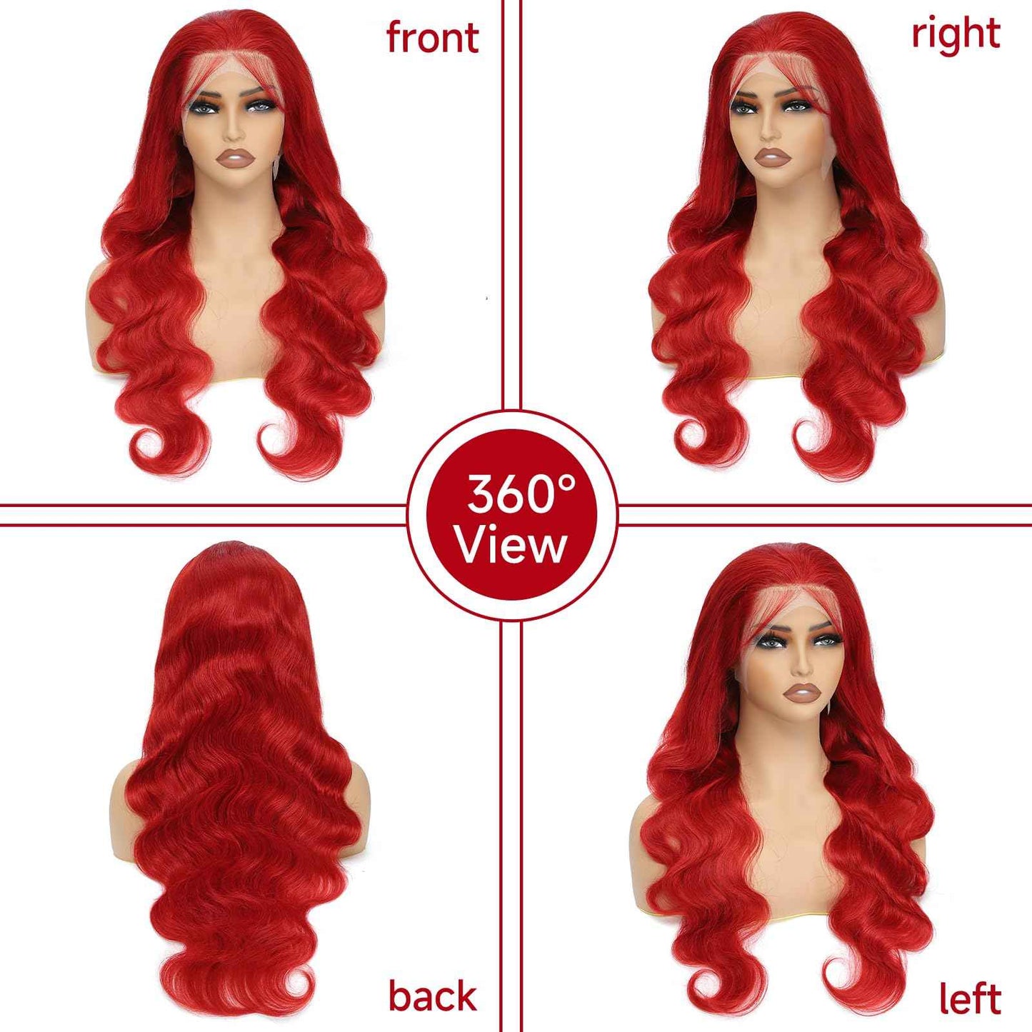 30 Inch Red Human Hair Wig 200% Density Colored Body Wave 13x4 Bright Red Human Hair Lace Front Wigs Pre Plucked HD Lace Frontal Wigs Human Hair for Women
