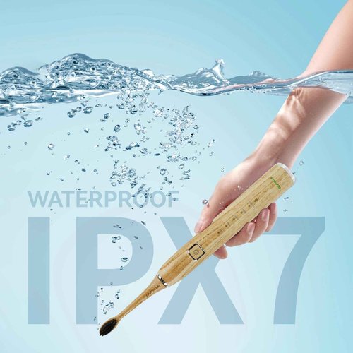 GUFICLE Bamboo Electric Toothbrush, Sonic Electric Bamboo Toothbrush for Adults, IPX7 Waterproof Rechargeable Toothbrush, 5 Cleaning Modes, 4 Bamboo Brush Heads Soft Bristle
