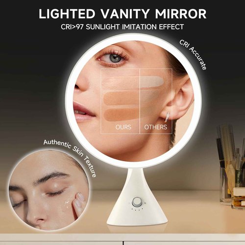 METUEGO Lighted Makeup Mirror with Magnification Electric Plug in, 7X Magnifying Lighted Vanity Makeup Mirror with Led Lights