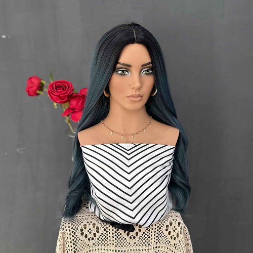 JINGFA Realistic Female Mannequin Head with Shoulders for Wigs Earrings Hats Display,Glam Half Body Mannequin Head Wig Head Stand JF-DP487-YH2