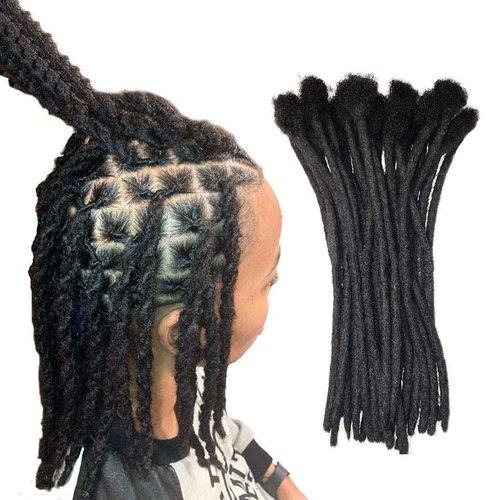 YOTCHOI Human Hair Dreadlocks Extension Handmade Locs Small Size(diameter 0.4cm) 10inch 30 Strands/pack Natural Black #1B