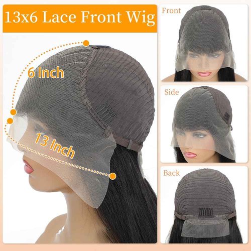 YetFree 32 Inch Body Wave Lace Front Wigs Human Hair Pre Plucked 13x6 HD Lace Frontal Wigs Brazilian Virgin Human Hair 200 Density Glueless Body Wave wig with Baby Hair Natural Black