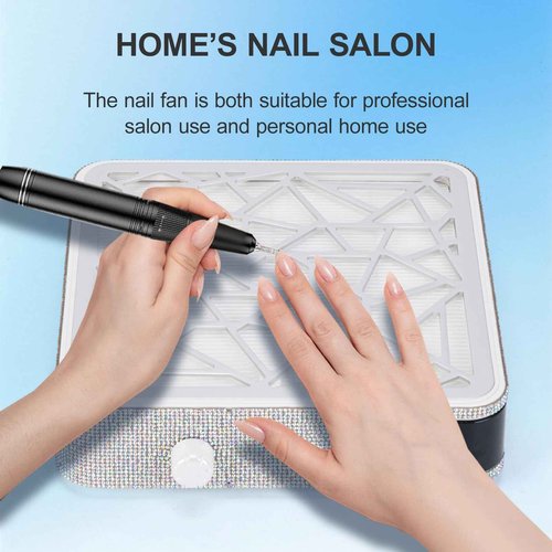 Nail Dust Collector with Vacuum Fan, Suction Machine for Acrylic Nails, Salon Use, White Diamond