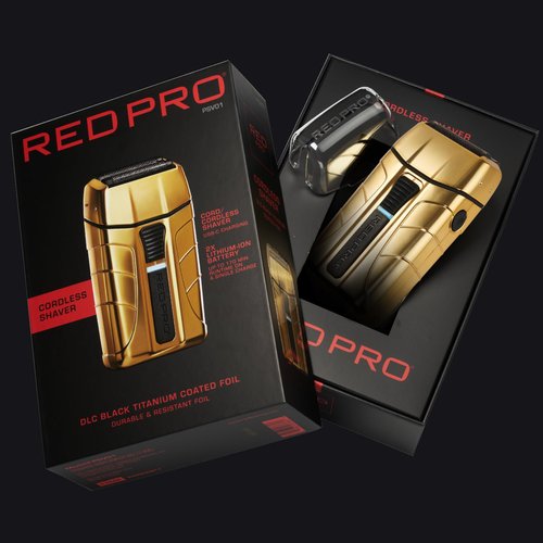 RED Pro Titanium Foil Shaver Cord/Cordless Shaver for Men, Powerful Electric Razor USB-C Rechargeable, Up to 170 Minutes of Run Time, Quiet, Durable and Portable (Matte Gold)
