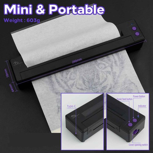 Usiriy Tattoo Stencil Printer Portable Tattoo Stencil Transfer Machine Copier Thermal Tattoo Copier Machine Mini Tattoo Printer