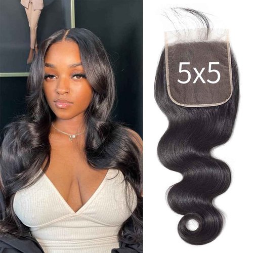BALORIECA 5x5 Real HD Lace Closure Only lace front closure human hair Body Wave 0.10mm Ultra Thin Invisible Lace Pre Plucked with Baby Hair Natural Black Color(18 Inch, Body Wave)