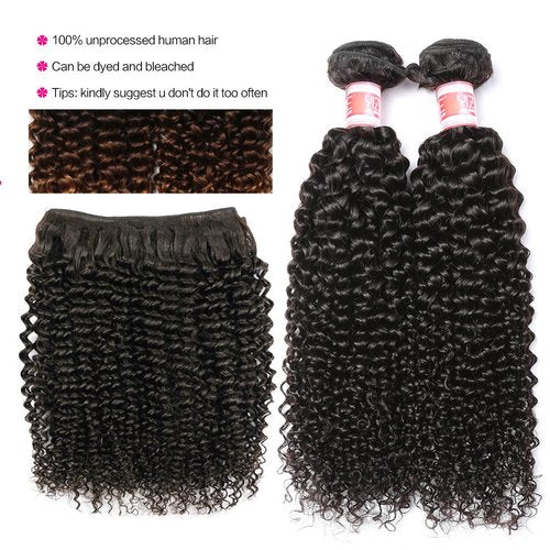 YIZE Hair 7A Brazilian Curly Hair 3 Bundles Weave 100% Unprocessed Virgin Brazilian Human Hair Extensions Natural Black Color (3pcs18)
