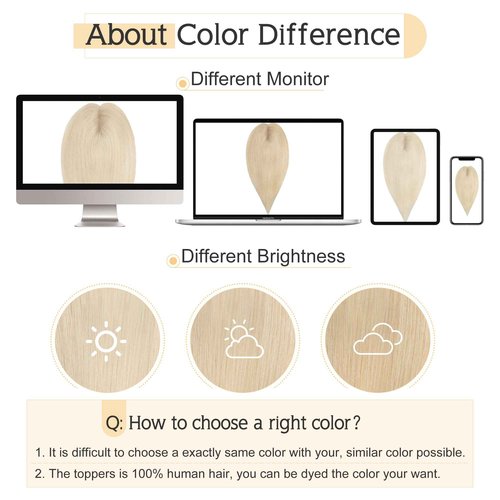 SEGO Human Hair Toppers for Women With Thinning Hair, 7 * 13CM Silk Base 100% Real Human Hair Clip in Top Wiglet Hairpieces /12 Inch No Bangs Platinum Blonde