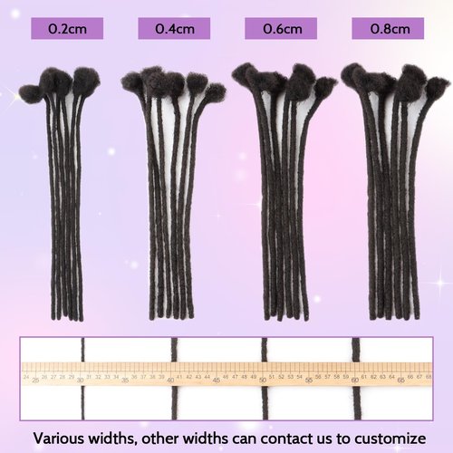 Loc Extensions Human Hair 0.4cm&0.6 cm&0.8cm width 4-18inch 10, 20, 40, 100 strands 100% Human Hair Locs Extensions for Men Women Natural Dreadlocks Can Be Dyed Bleached Curled 0.4cm 8inch 60 Strands
