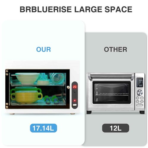 BRBLUERISE Nail Tool Cleaning Machine 17L Big Capacity UV Sanitizer Cabinet Salon Equipment for Spa Beauty Home Metal Tools