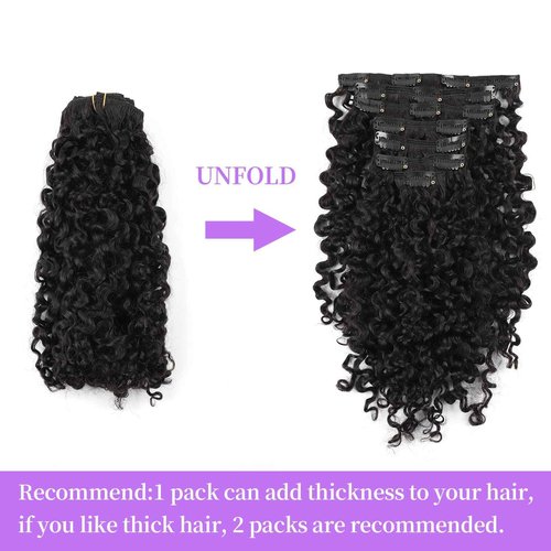 Sassina Spiral Curly Clip in Hair Extensions Human Hair Invisible Human Hair Extensions for Women Natural Black Double Weft Clip in Extensions Thick Soft Natural Human Hair 7Pcs 120G 20 Inch