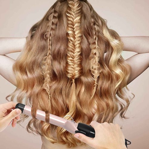 PRETFY 1 Inch Curling Iron with Ceramic Coating Barrel for Long/Medium Hair, 140-428℉ Adjustable Temperature, 30s Instant Heat, 110-240V Dual Voltage, Hair Waving Style Tool for Girls & Women