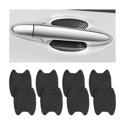 8PCS Car Door Handle Sticker, Carbon Fiber Anti-Scratches Car Door Cup Protector, Non-Marking Auto Door Handle Protective Film, Self-Adhesive Door Side Paint Protector for All Cars (Black/8PCS)