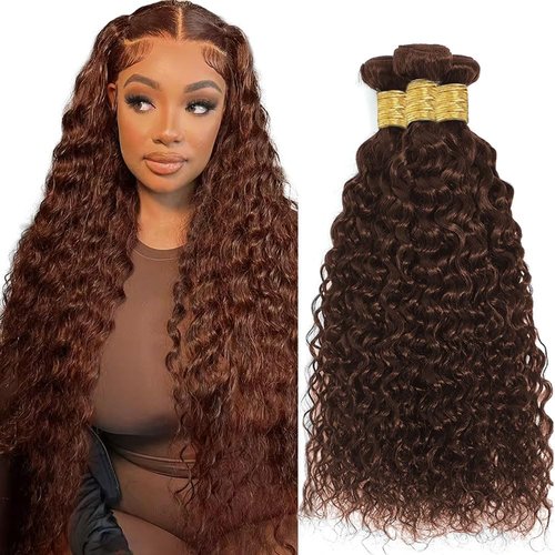 24 26 28 Inch Color #4 Bundle Medium Brown Water Wave Human Hair Bundles Dark Brown Bundle Color #4 Wet and Wavy Bundles Human Hair