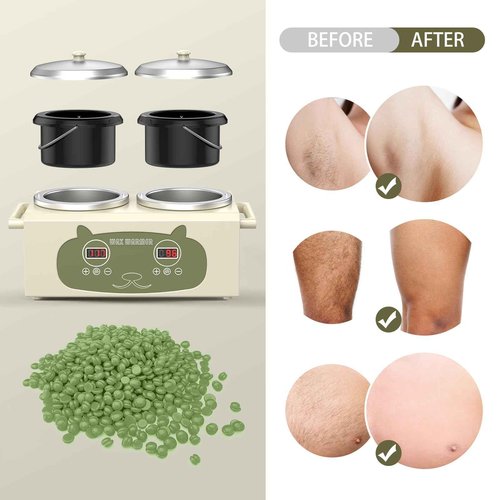 Qiiugirl Professional Hair Removal Wax Pot Heater with Waxing Kits for Hair Removal, Green