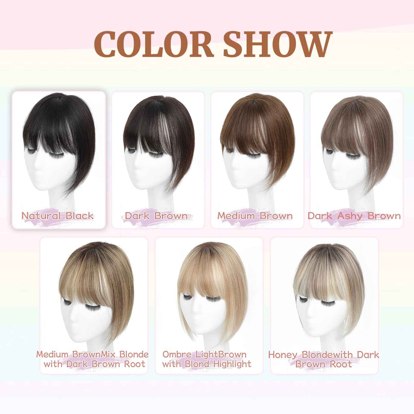 Human Hair Toppers for Women with Fringe 10 Inch Real HairPieces-360°3D Bangs for Thinning Hair Topper Swiss Base Ombre Light Brown with Blond Highlight（2T613）