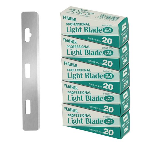 Feather Artist Club ProLight Razor Blades - (5 Pack of 20) - Single Straight Edge Razor Blade Refills for Shaving - For Men, Women, & Barbers