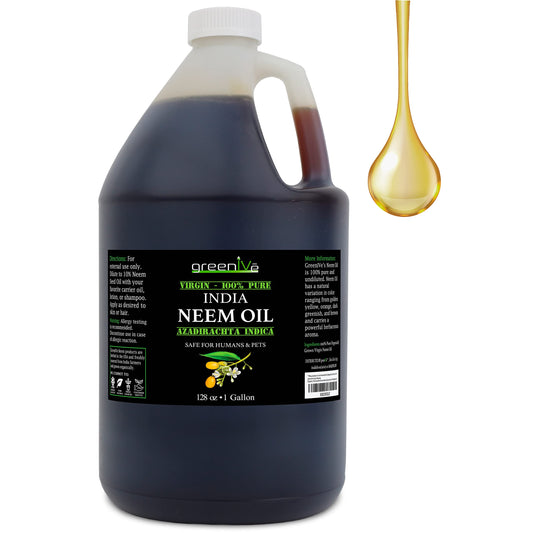 GreenIVe Neem Oil, 100% Cold Pressed Virgin, Pure Unrefined, 128 Fl Oz (1 Gallon), Natural Plant-Based, Non-GMO
