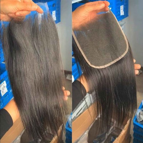 Lemoda 5x5 Closure Straight HD Transparent Lace Closure 12A Brazilian Virgin Human Hair Closure Free Part Pre Plucked with Baby Hair Natural Color 22 Inch
