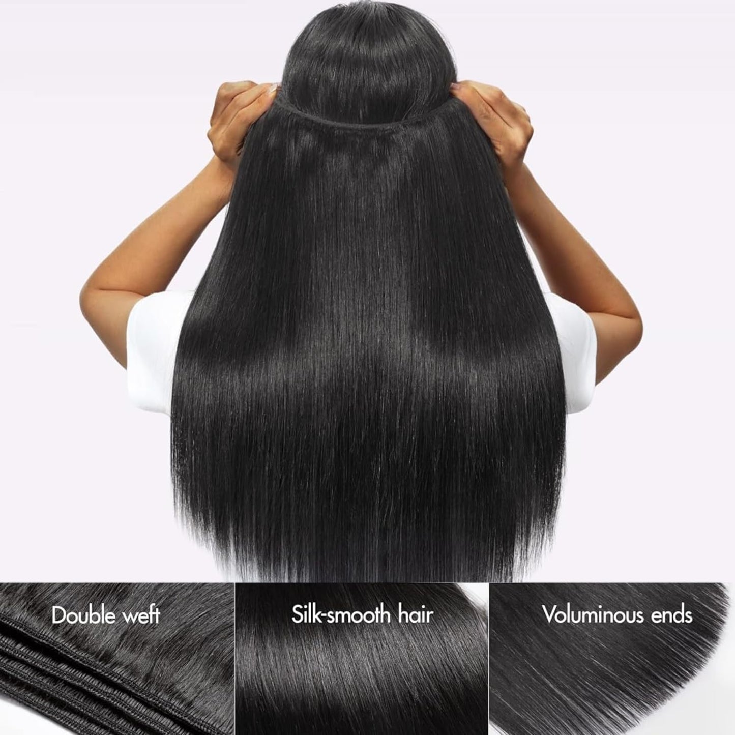 12A Human Hair Bundles Straight 3 Bundles Human Hair 24 26 28 Inch 100% Unprocessed 12A Brazilian Virgin Hair Weave Straight Human Hair Extensions Quick Weave Hair Bundles For Women