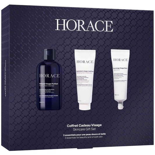 HORACE Gift Set with Purifying Face Cleanser, Gentle Face Scrub, and Mattifying Face Moisturizer - Skincare Set for Cleansing and Hydrating