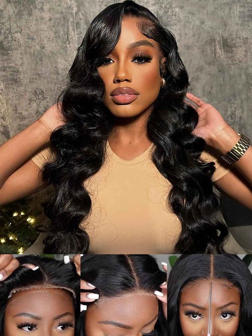 Tahikie Glueless Wigs Human Hair Pre Plucked Pre Cut 220% Density 24 Inch 5x5 HD Lace Closure Wigs Human Hair Body Wave Lace Front Wigs for Beginners Ready to Go Wig Natural Color