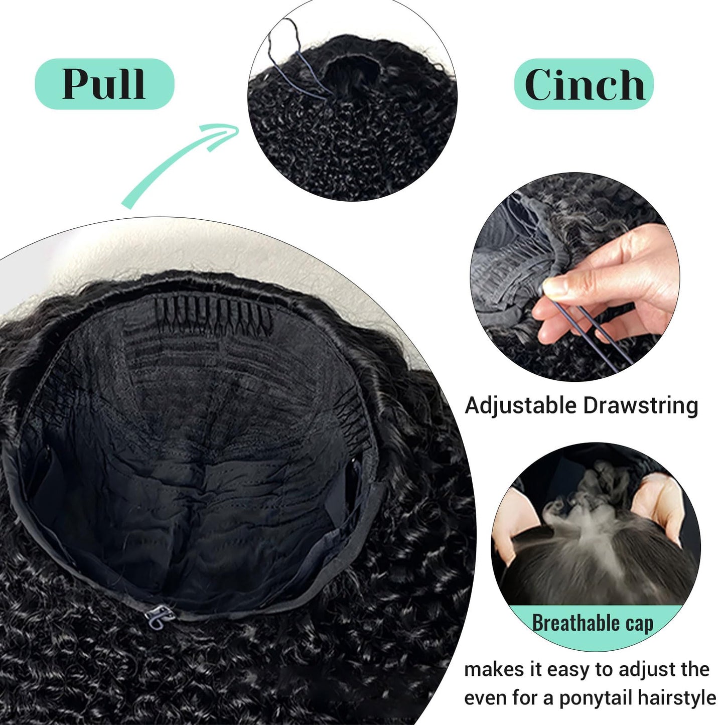 Kinky Curly Half Wig Human Hair 200% Density Headband Wig Upgrade 3 In 1 Half Wig with Drawstring Seamless Clip Ins Flip Over Wear Go Glueless Wigs 100% Human Hair for Women Beginner Friendly 16 Inch