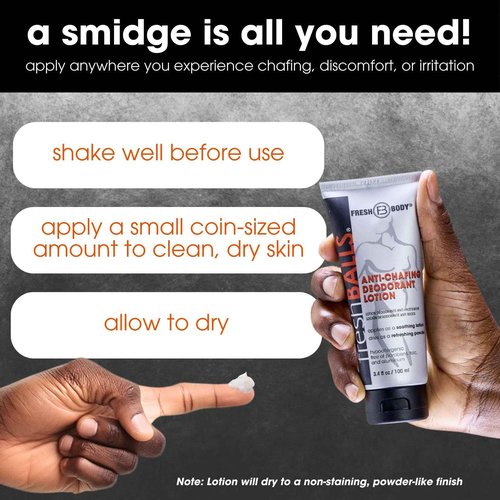 Fresh BALLS Deodorant Cream to Powder | Men's Anti-Chafing Lotion and Balls Deodorant, Hygiene for Groin Area, 3.4 fl oz (Pack of 6)