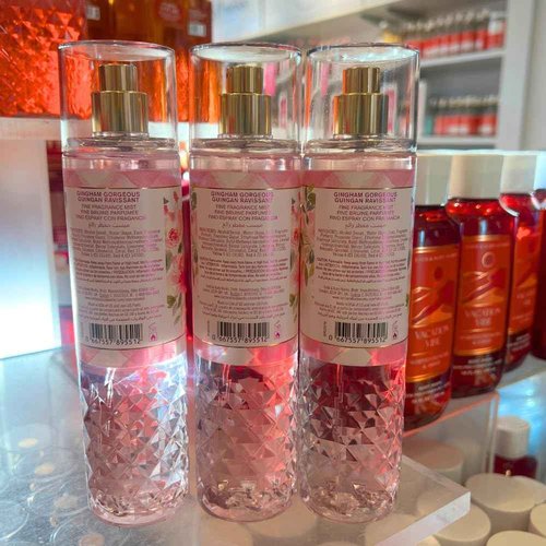Bath & Body Works GINGHAM GORGEOUS Fine Fragrance Mist 8 fl oz – 3 pack Gift Set with a Red Bow for Holiday