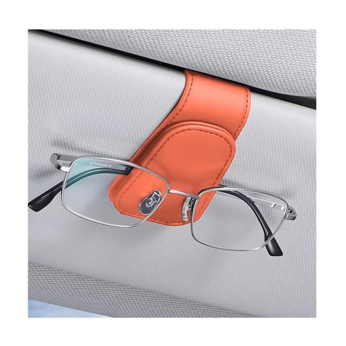 AICEL Sunglasses Holders for Car Sun Visor, Leather Eyeglasses Hanger Mounter, Magnetic Glasses Holder and Ticket Card Clip, Auto Interior Accessories Universal for SUV Pickup Truck