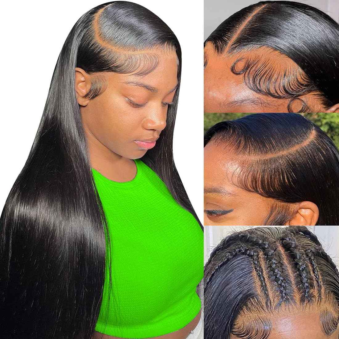 mengkai 13x6 HD Straight Lace Front Wigs Human Hair Glueless Wigs Human Hair Pre Plucked HD Transparent Bone Straight Lace Frontal Wigs Human Hair Deep Part lace Human Hair Wigs for Woman 20 Inch