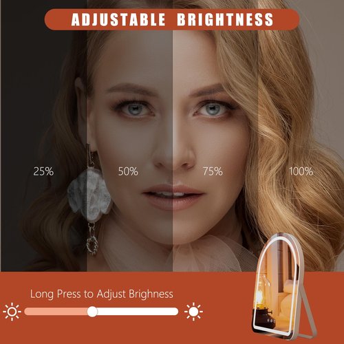 AOBEO Makeup Mirror with Lights, 18" x 22" Vanity Mirror, 3 Color Modes, Dimmable Light, 360 Rotation