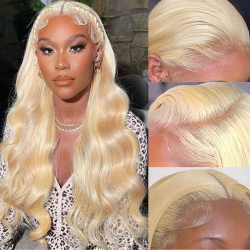 LADYWIGSDZ 613 Lace Front Wigs Human Hair Body Wave 13x4 HD Lace Frontal Wig Human Hair Pre Plucked Brazilian Virgin 613 Wigs (613 Color 13x4 Lace Front Wigs, 22 Inch)