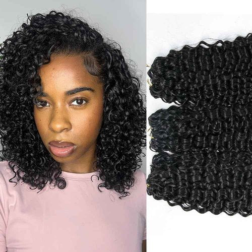 Crochet Human Hair Extensions Water Wave Pre-Separated Curly Crochet Hair Extensions Invisible Micro Loop Crochet Hair Knotless Feather Crochet Human Hair 16inch 120g