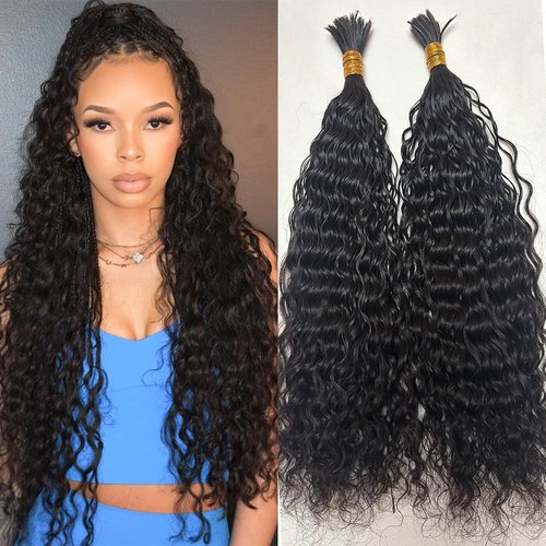 Pre-Divided Bulk Human Hair Wave Wave Braiding Hair for Boho Braids Double Drawn Curly Human Hair Bulk Extensions 16inch 200g for Black Women