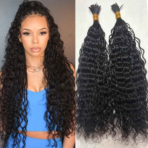 Pre-Divided Bulk Human Hair Wave Wave Braiding Hair for Boho Braids Double Drawn Curly Human Hair Bulk Extensions 18inch 200g for Black Women
