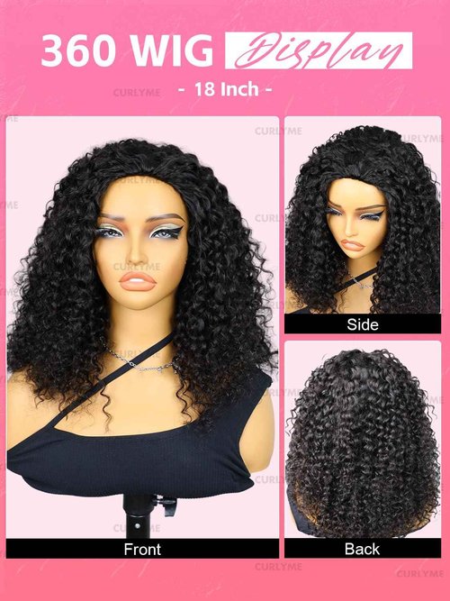 Curlyme 3 In 1 Curly Half Wig Human Hair Water Wave Glueless Install Flexible Fit Curly Flip Over Half Wig With Adjustable String Invisilbe Hairline Beginner Friendly Water Wave Wig 18 Inch