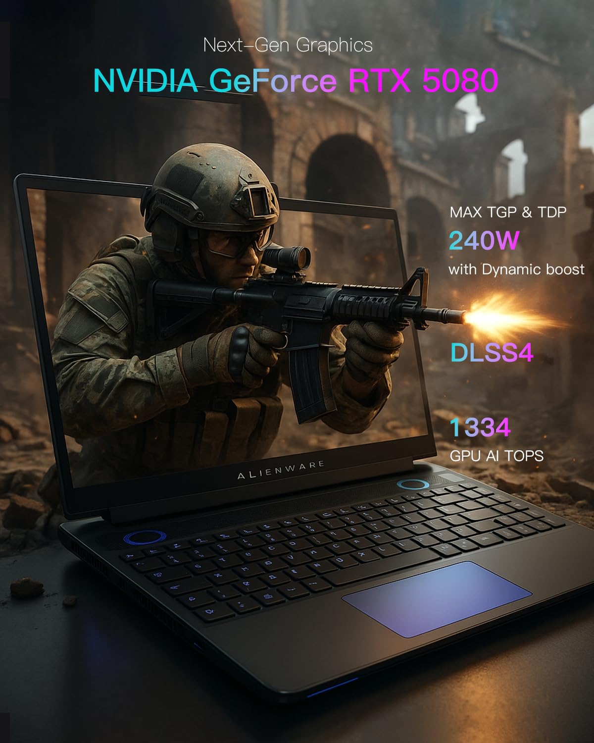Alienware 16 Area 51 Gaming Laptop, NVIDIA RTX 5080 16GB GDDR7, Intel Ultra 9 275HX Up to 5.4GHz, 16" QHD+ 240Hz, Win11 Pro, Backlit KB, External DVD Drive, WiFi 7, 32GB DDR5, 2TB SSD