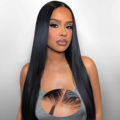PISRY Wear and Go Glueless Wigs Human Hair Pre Plucked Pre Cut 180% Density 6x4 Ready to Wear Lace Front Human Hair Wigs Straight for Black Women 24 Inch