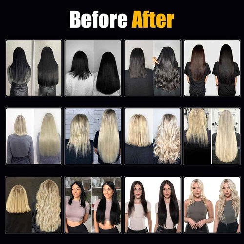 V Light Hair Extension Kit Hair Bulk, 18" 20" 22", 100 grams, Double Drawn,10 Bundles,100% Human V-light Bulk Hair Extensions #1B Black #613 blonde. (#1b 100g, 20inch)
