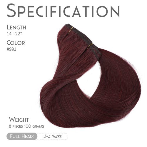 Clip in Hair Extensions Real Human Hair, Clip in 100% Brazilian Remy Human Hair Extension for Women, Double Weft 8pcs Per Set with 18 Clips