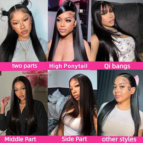 Oiosir 30 Inch Lace Front Wigs Human Hair 200 Density 13x4 HD Lace Front Wigs Human Hair Pre Plucked Glueless Wigs Human Hair for Women Straight Lace Frontal Wigs Natural Color, Black