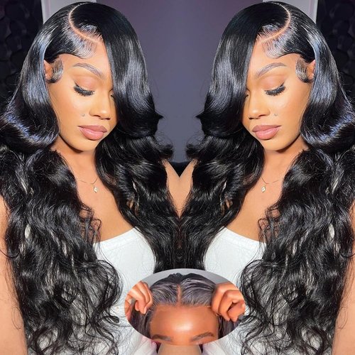 K KF BEAUTY U 24Inch Wear and Go Glueless Wigs Human Hair Body Wave 6x4 HD Lace Front Human Hair Wigs for Beginneers Headband Wig Human Hair Pre Plucked Lace with Baby Hair 180% Denisty