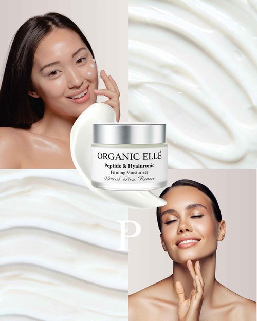 Organic Elle Moisturizer – Advanced Peptide & Hyaluronic Firming Face Cream with Botanical Extracts, Avocado & Jojoba Oil – Hydrating, Anti-Aging, Fragrance-Free for All Skin Types